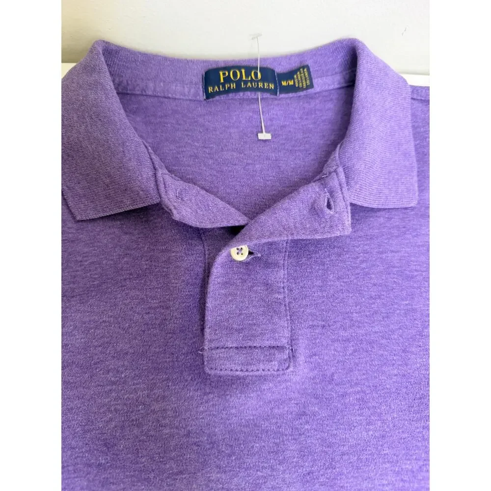 Polo Ralph Lauren Men's Polo Shirt Long Sleeve Embroidered Logo Purple Size M